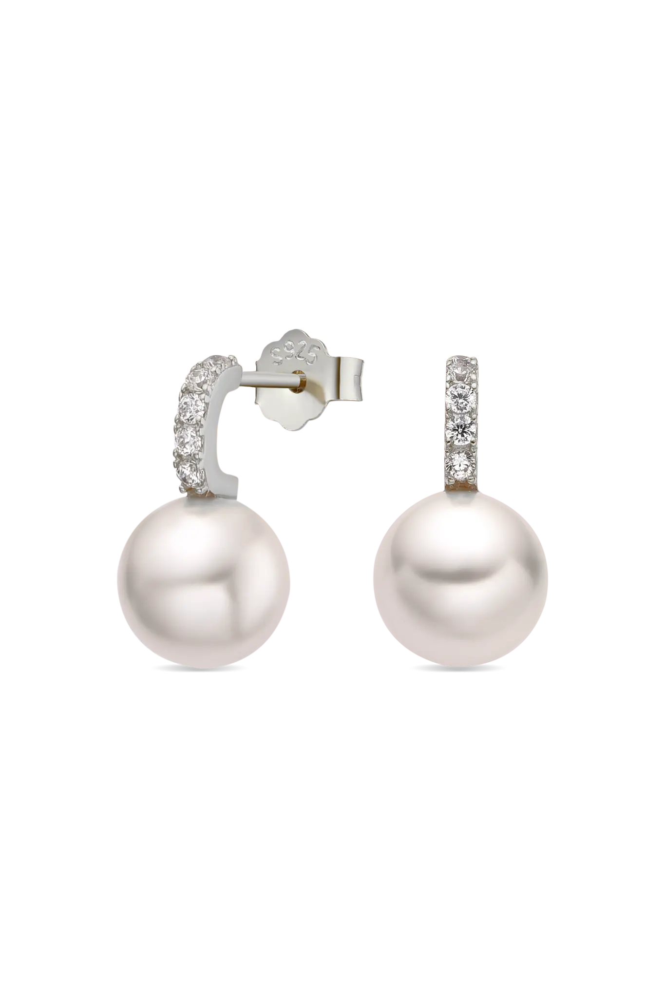 Cercei Argint Suspended Pearl Sparkling Lisa&Co.