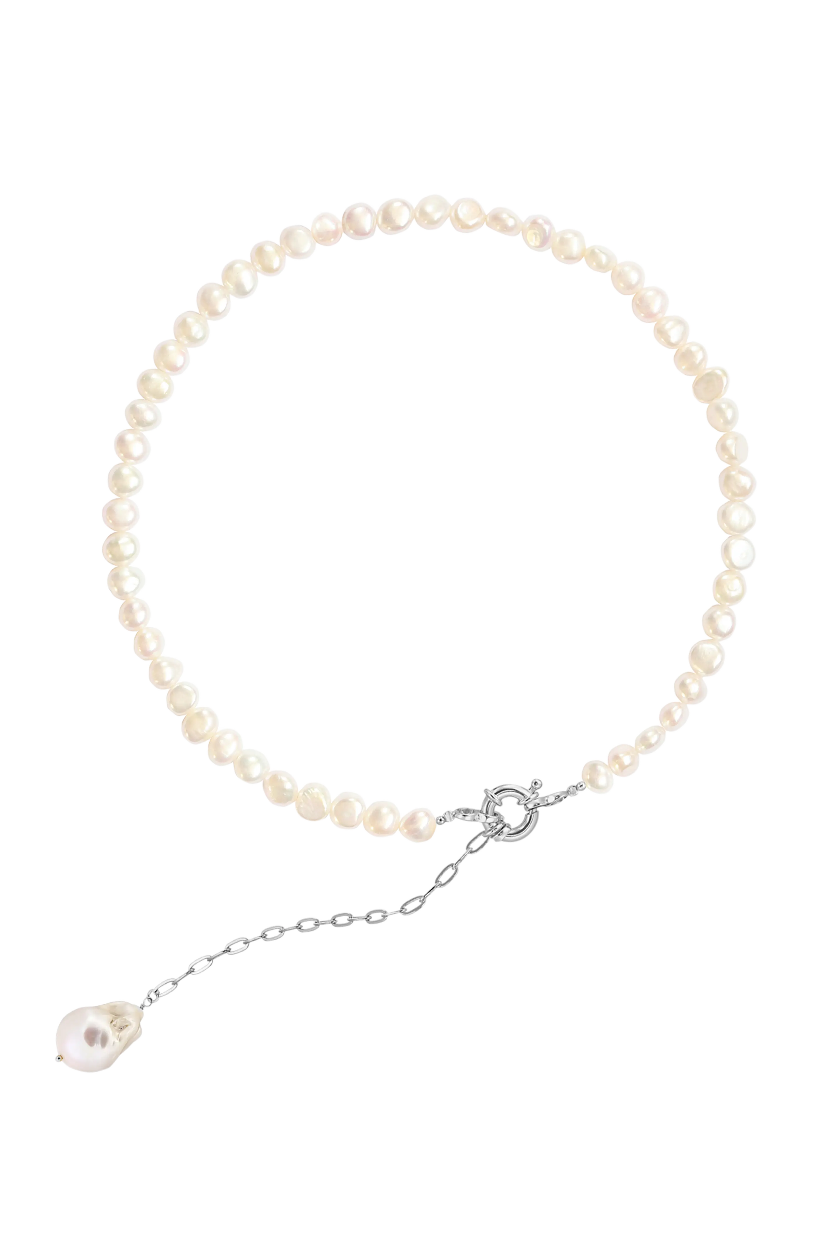 Colier Argint Buttons&Baroque Pearl LisaConcept