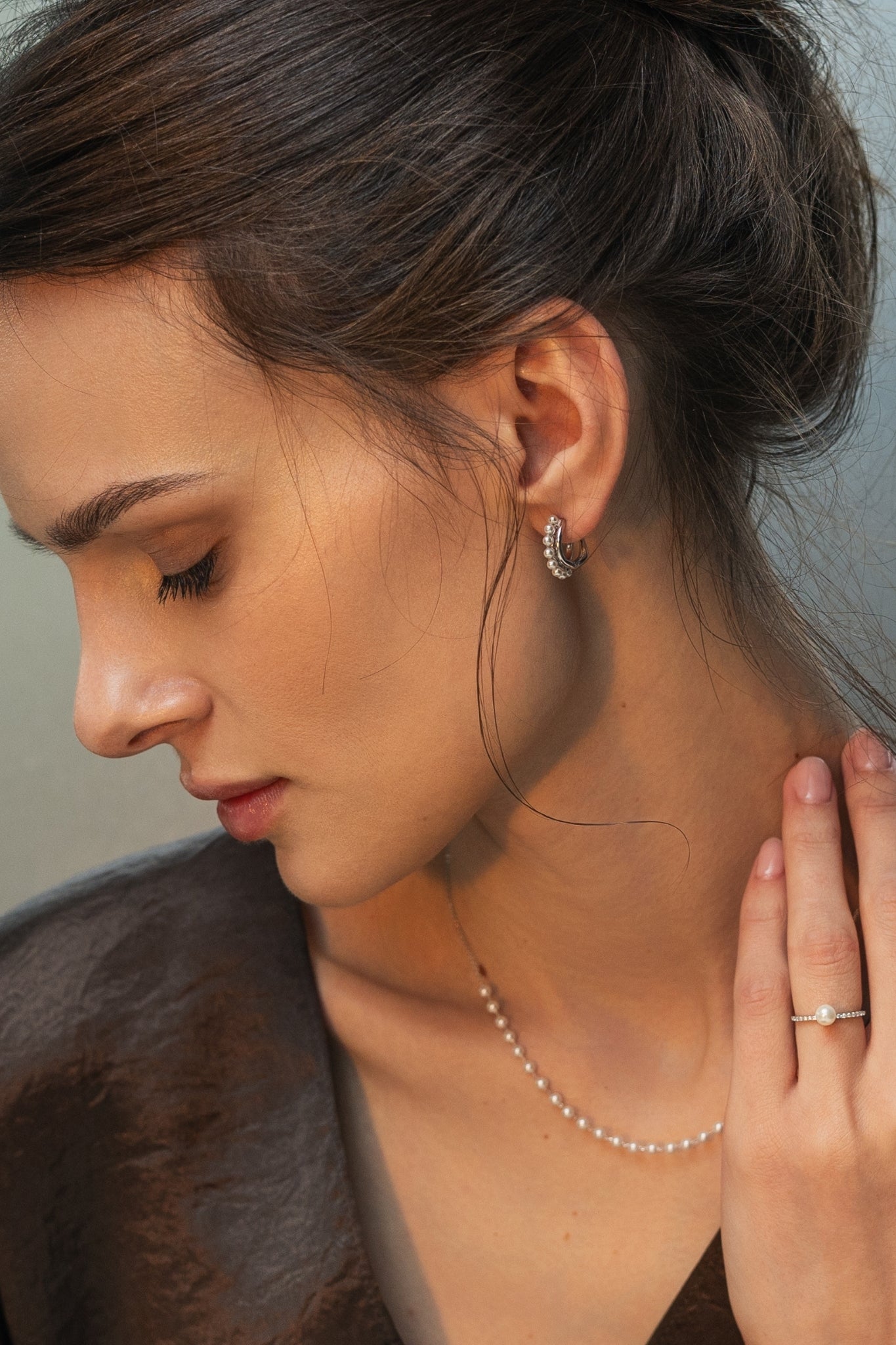 Cercei Argint Wavy Pearl