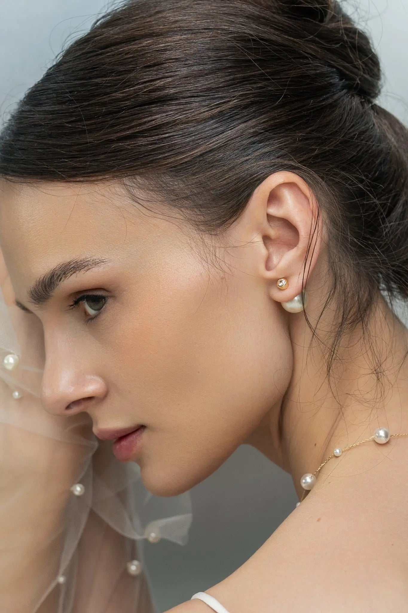 Cercei Argint Bezel&Pearl LisaConcept