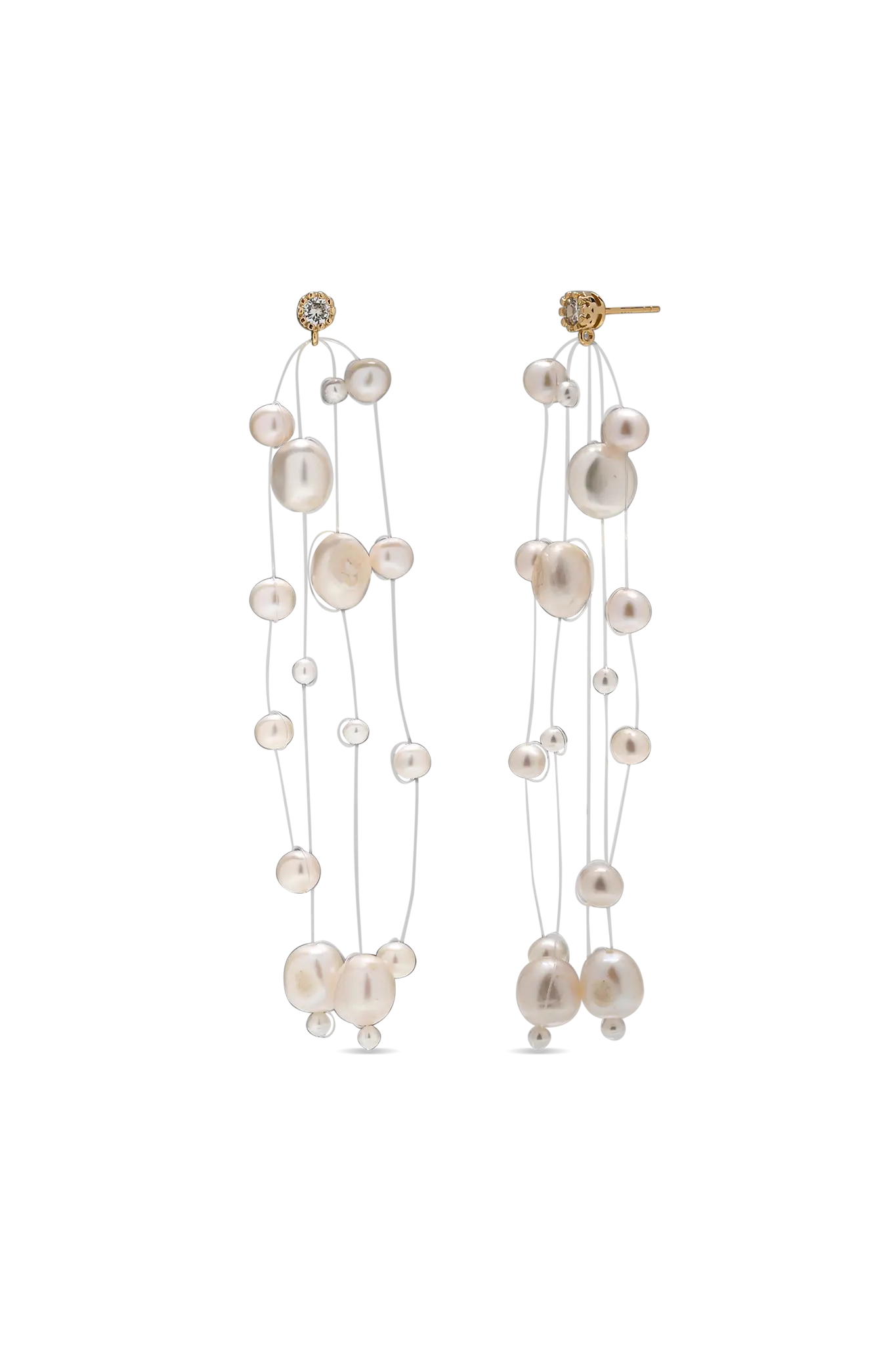Cercei Argint Fine Line Pearls LisaConcept
