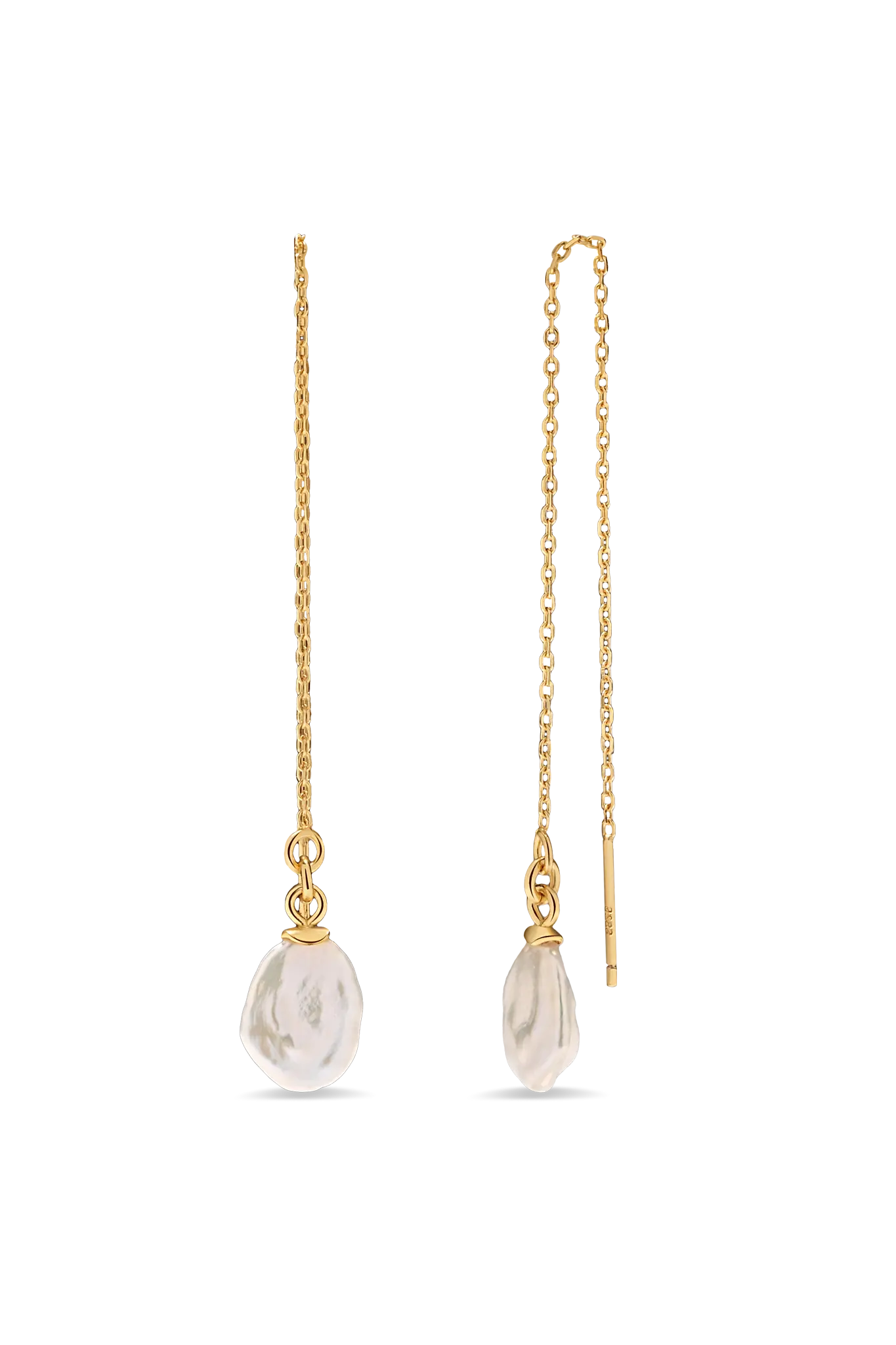 Cercei Argint Freshwater Pearls On Chain Lisa&Co.