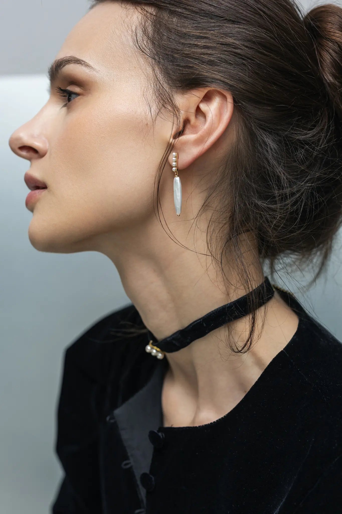 Cercei Argint Line Pearl LisaConcept