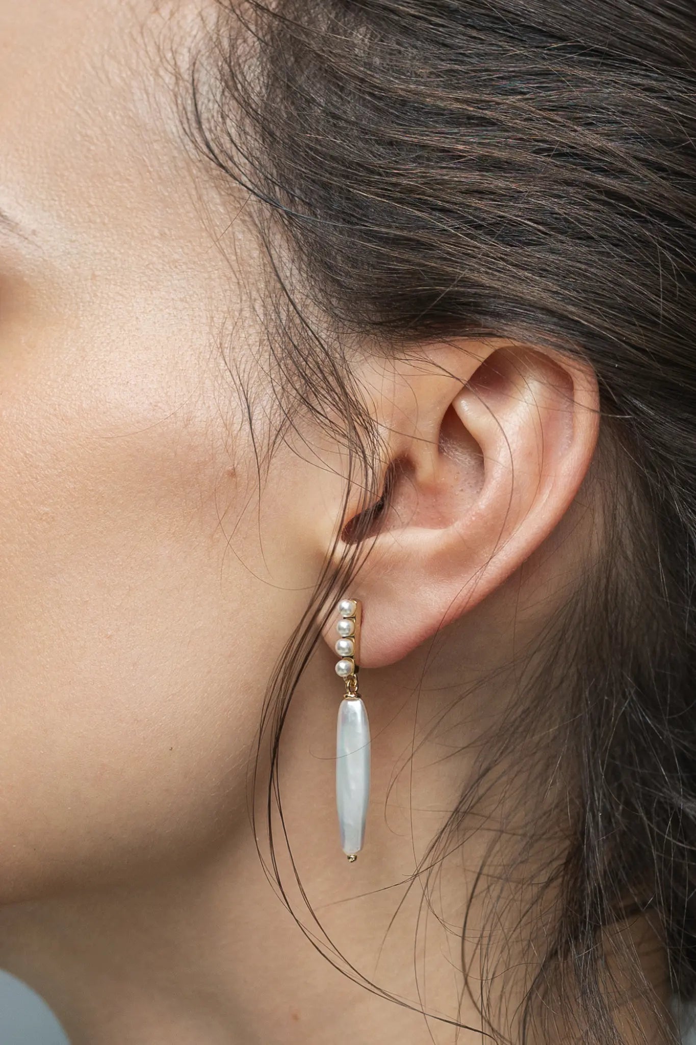 Cercei Argint Line Pearl LisaConcept