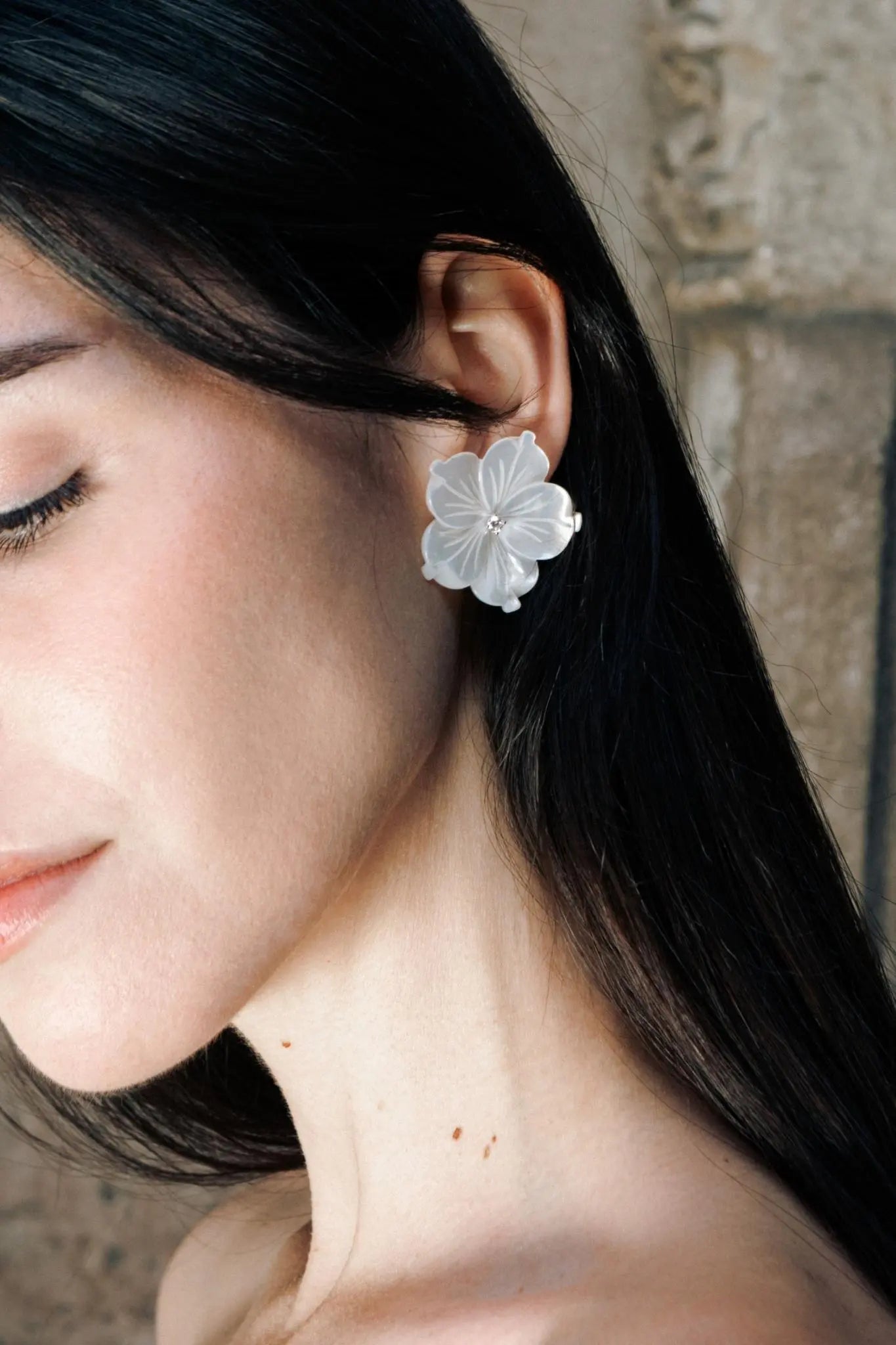 Cercei Argint Mother of Pearl Flowers XL Lisa&Co. - preorder
