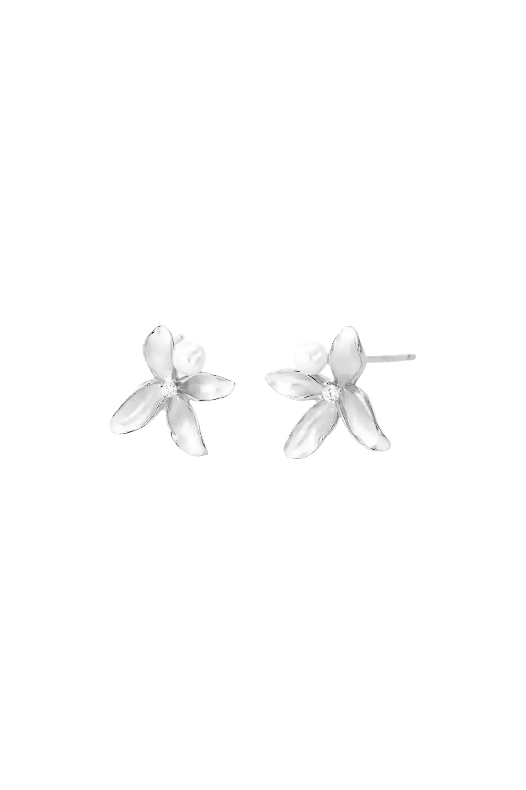 Cercei Argint Orchid&Pearl White LisaConcept