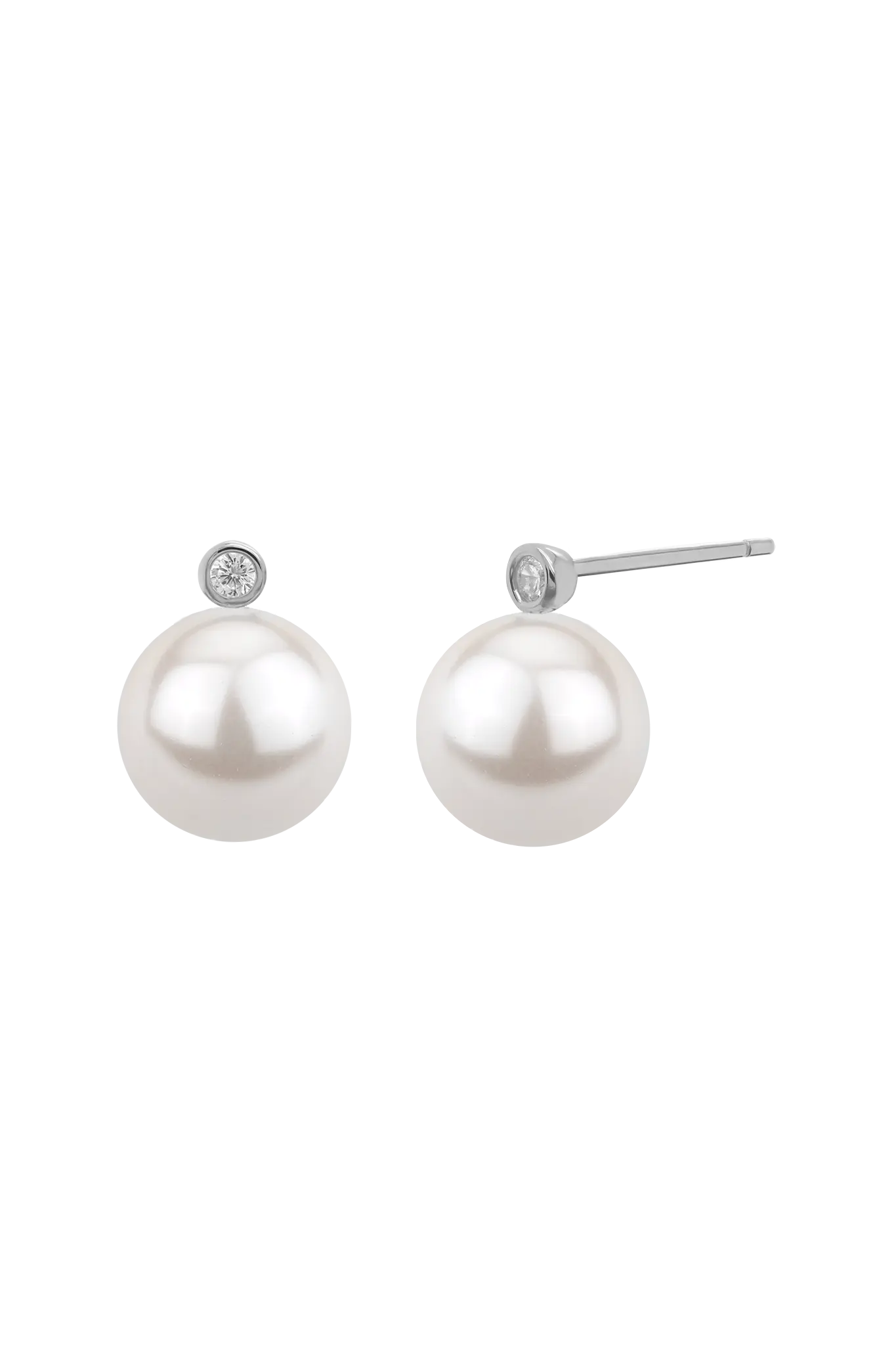 Cercei Argint Pearl Bezel LisaConcept