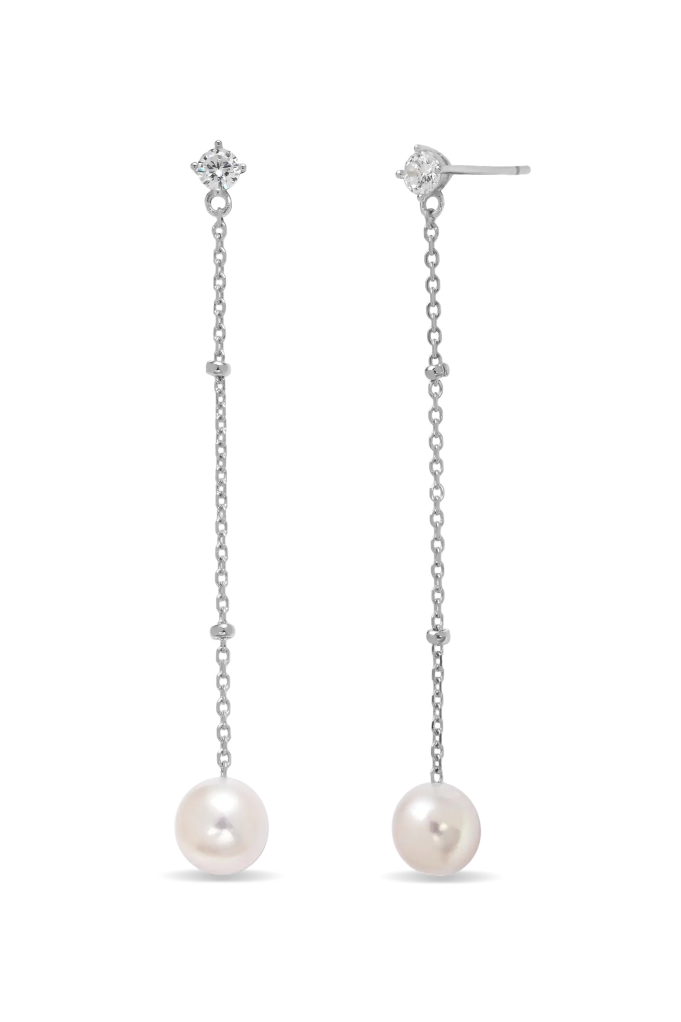 Cercei Argint Pearl Drip & Crystals LisaConcept