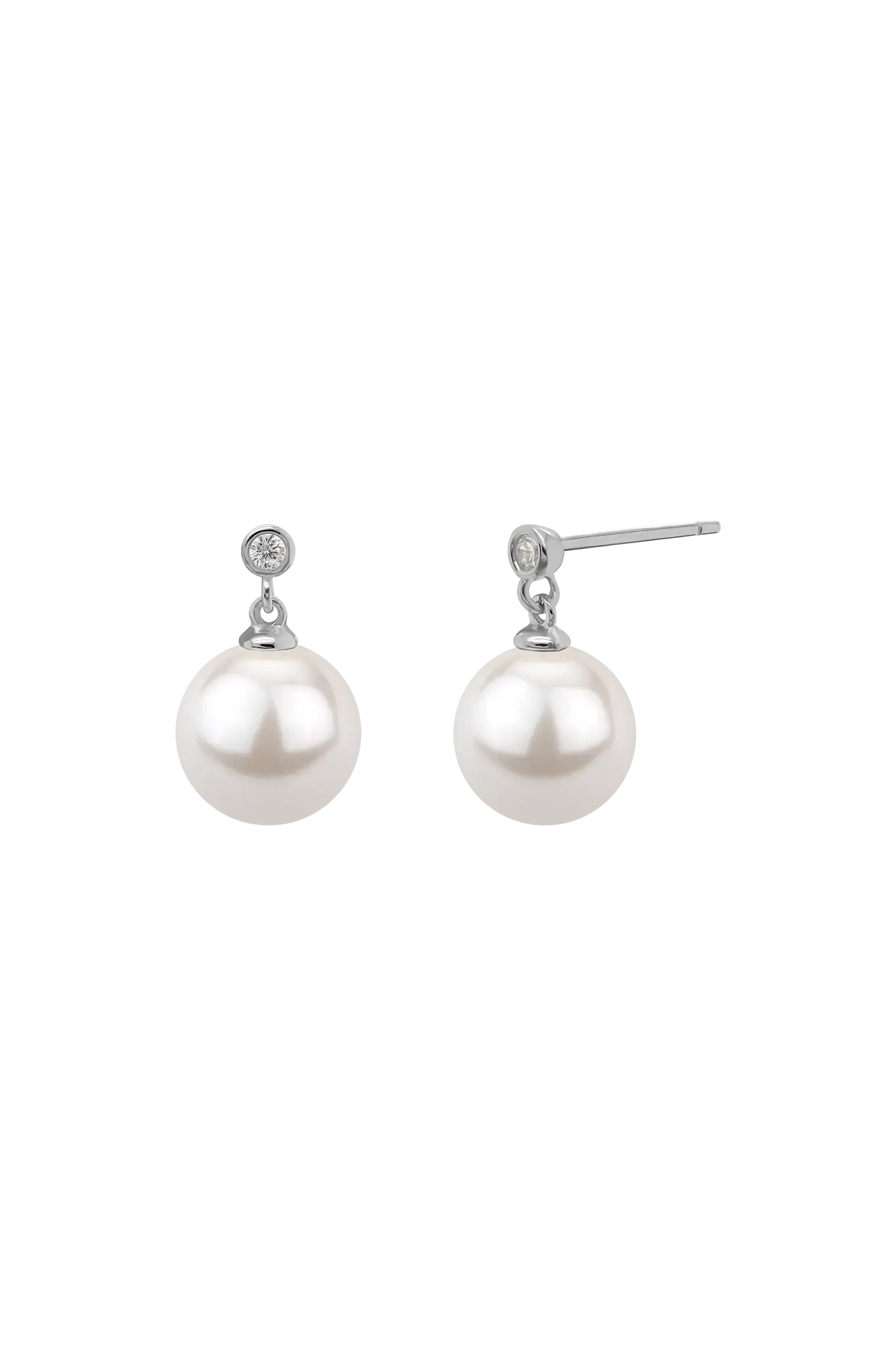 Cercei Argint Round Crystal&Pearl Drop Lisa&Co.