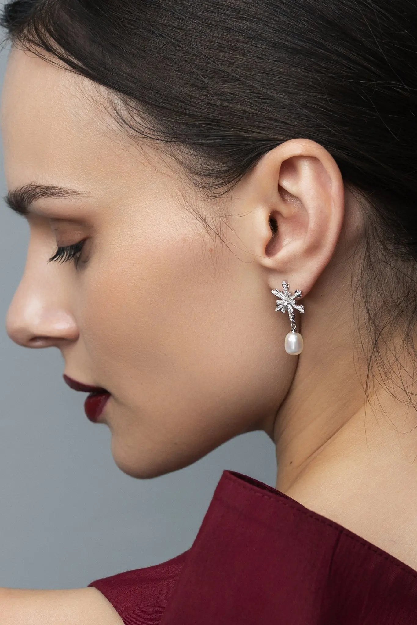 Cercei Argint Snowflake & Pearl LisaConcept