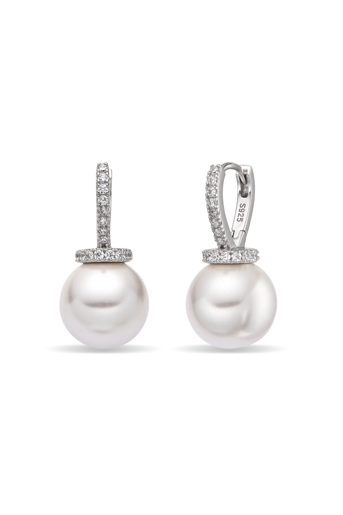 Cercei Argint Sparkling Hoops&Pearl LisaConcept