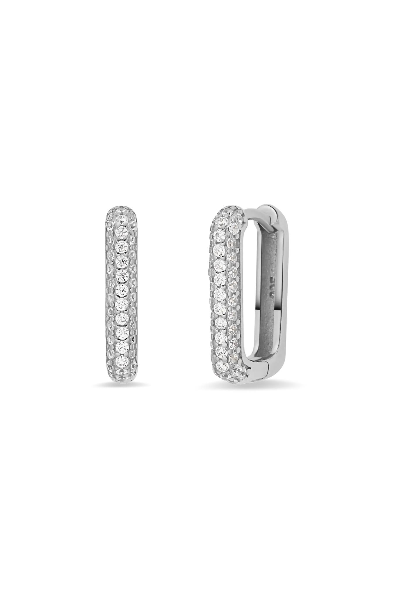 Cercei Argint Square Hoops Paved LisaConcept