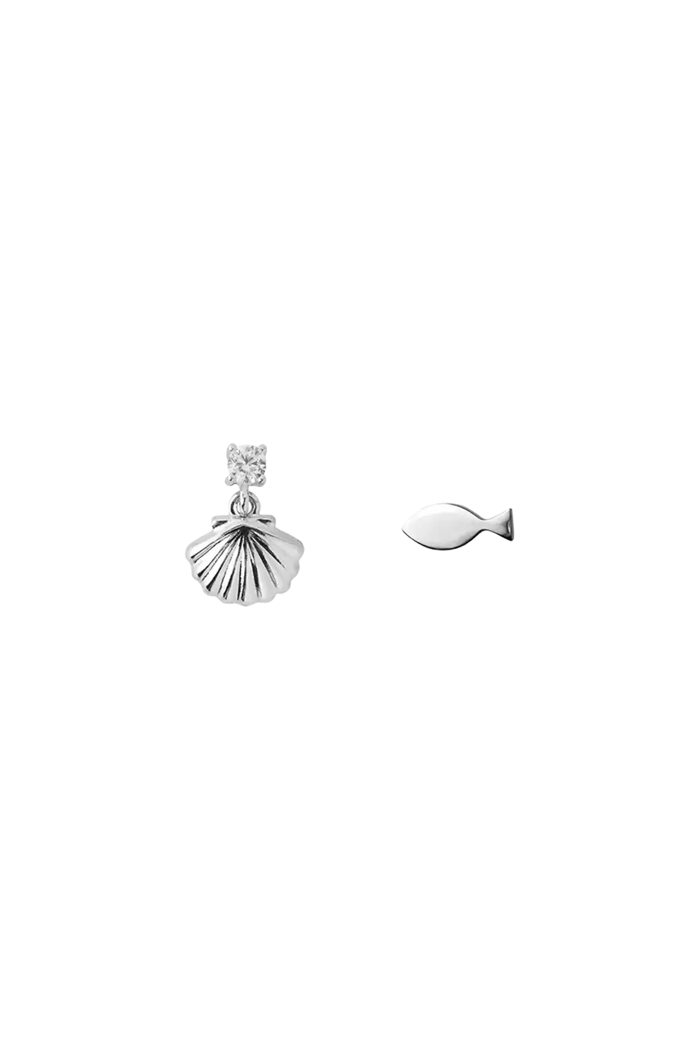 Cercei Argint Suspended Seashell & Fish LisaConcept
