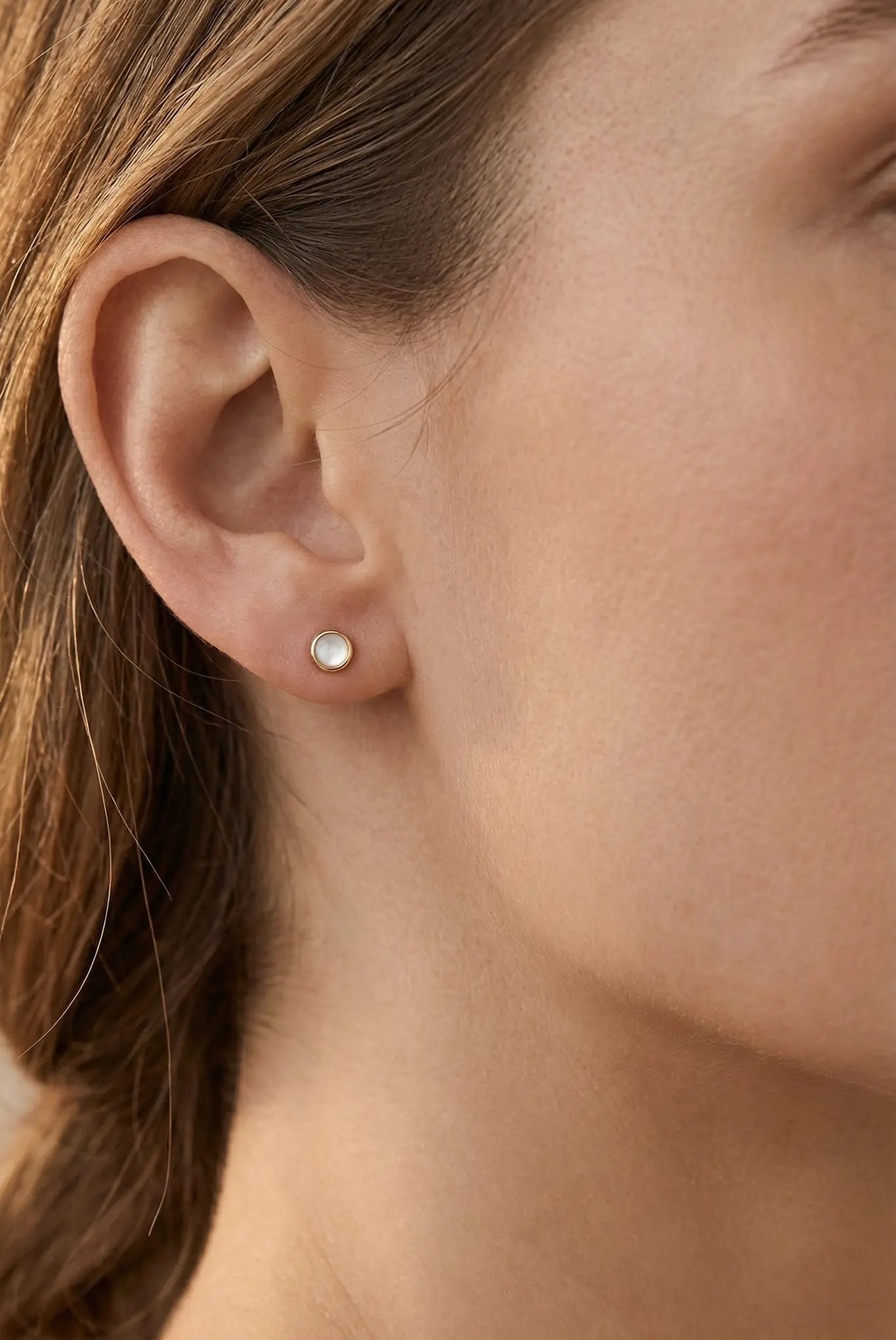 Cercei Aur cu filet Mother of Pearl Circle LisaConcept