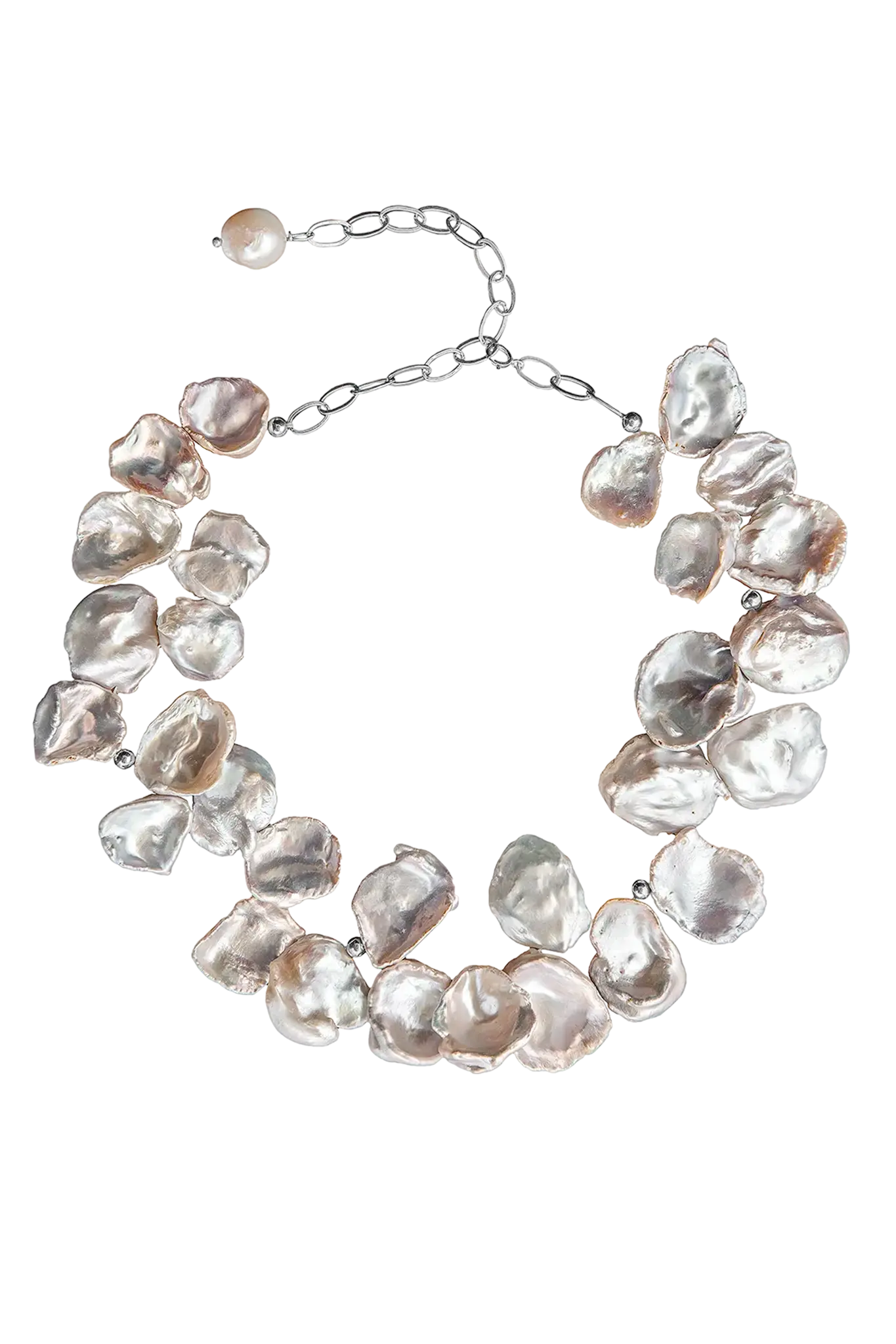 Colier Argint Iridescent Keshi Pearls LisaConcept