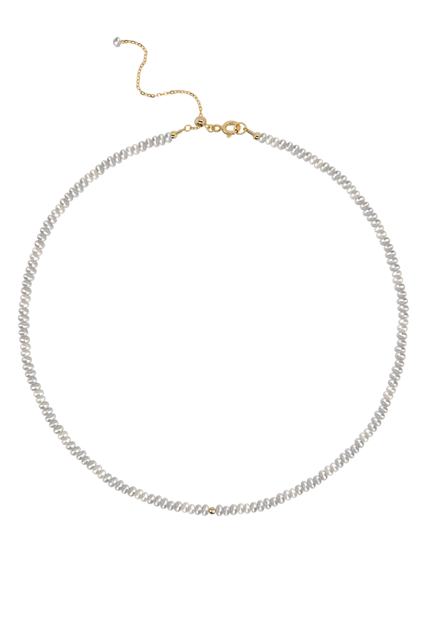 Colier Argint Mini Organic Pearls - grey Lisa&Co.