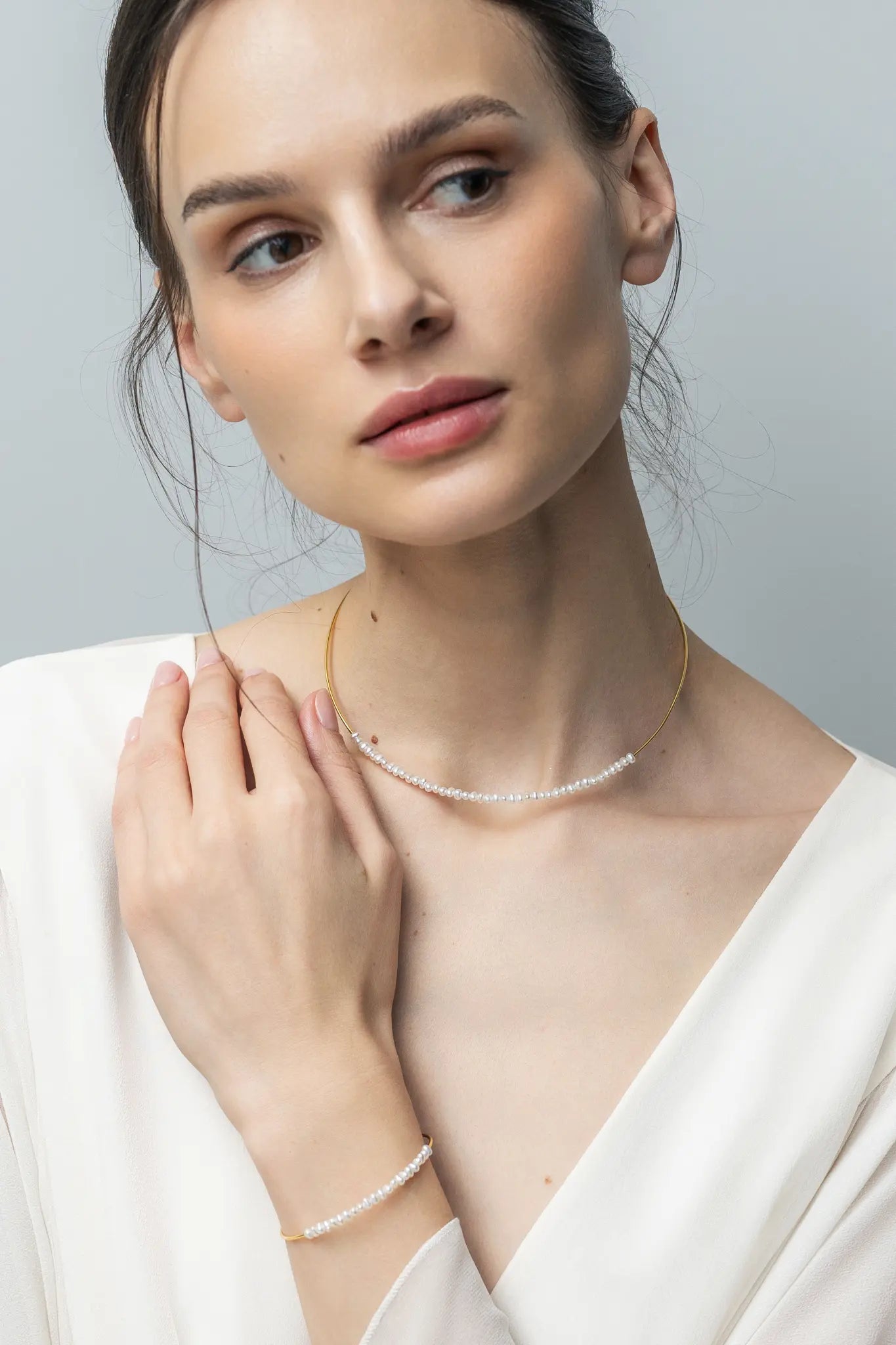 Colier Argint Wired Pearls Lisa&Co.