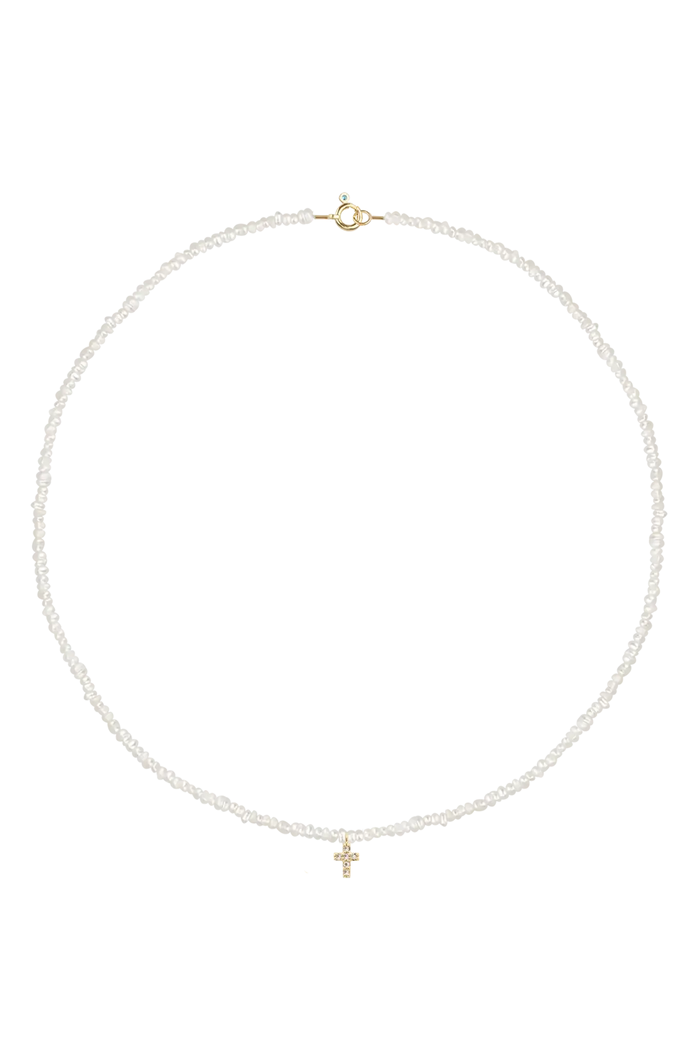 Colier Aur Organic Pearls&Paved Cross Lisa&Co.